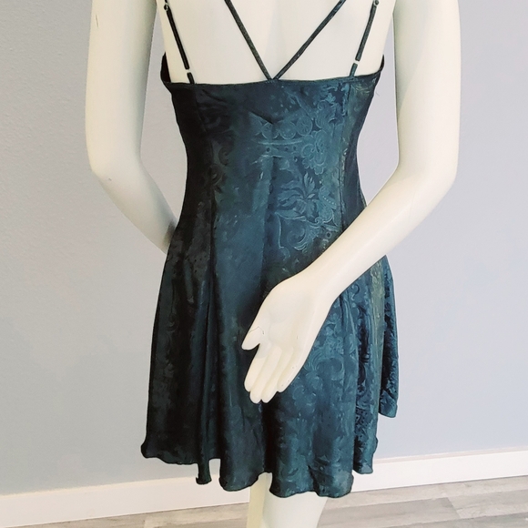 RARE VINTAGE 90's GOLD LABEL VICTORIA'S SECRET BABYDOLL GREEN SLIP SHORT DRESS - Picture 7 of 16
